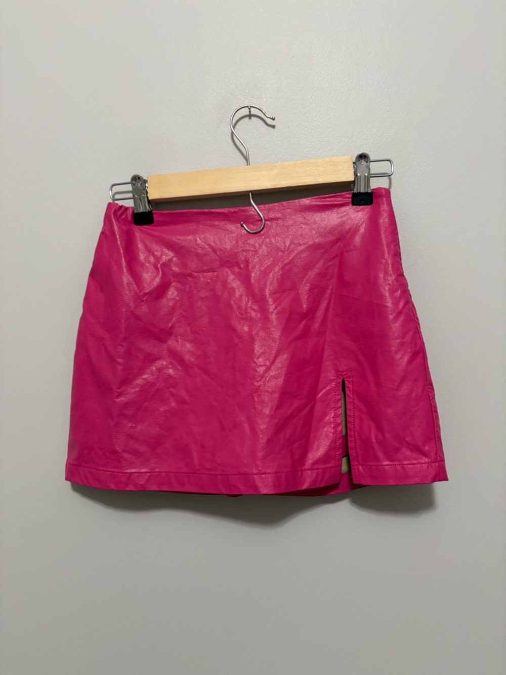 Cotton Candy Y2K Barbiecore Rave Festival Hot Pink Faux Leather Mini Skort
